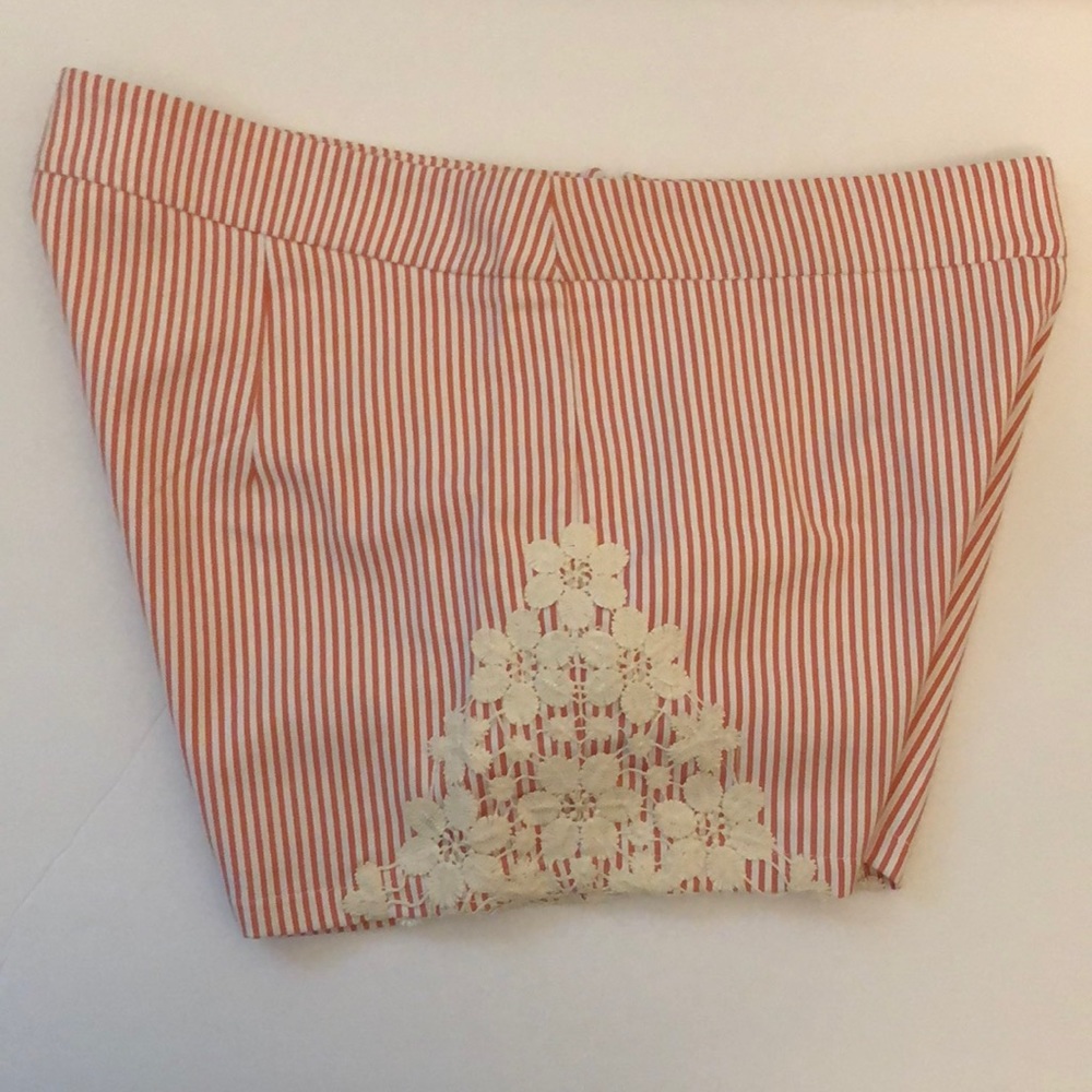 Judith March Coral Seersucker Pinstripe Shorts - Picture 5 of 5